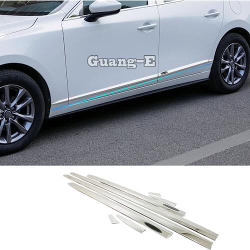 Car Detector Stainless Steel Side Door Trim Frame Bumper Stick Strip Molding 8pcs For Mazda 3 Mazda3 Axela M3 2019 2020 2021