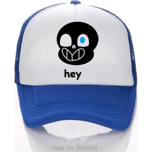 Men Strip Baseball Hats Undertale Sans hats Summer Mesh Sun CAPS Hey Friend Blue Net Visors Adult/Kids Caps adjust Peaked hat