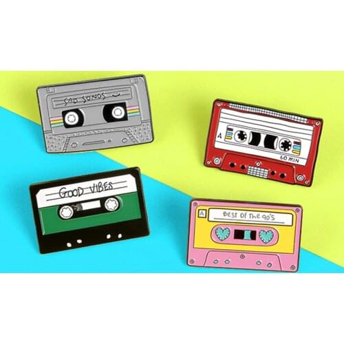 90s Tape Brooch Music Enamel Pin BEST OF THE 09S,SAD SONGS,GOOD VIBES Music Lovers Badge Jewelry Lapel Backpack Pins Gift