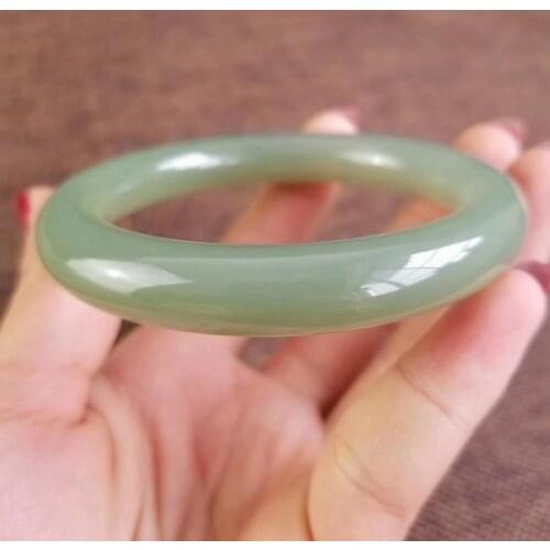 Qinghai material and Tian Yuqing water green jade thick thick round bracelet hb3000
