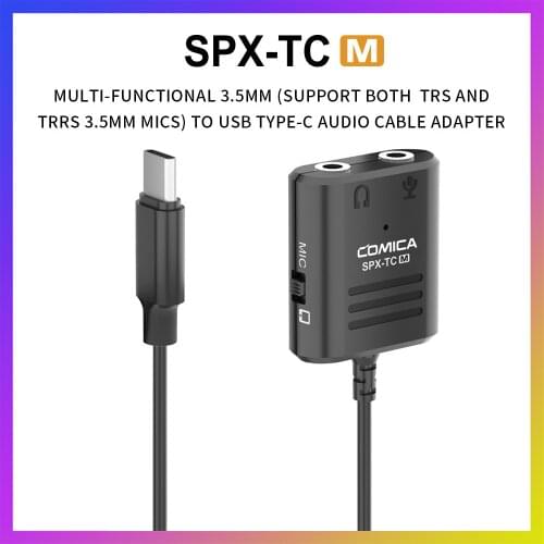 Comica SPX-TC 3.5MM(TRS/TRRS)to Type-C/USB-C Dual Jack Splitter Microphone Audio Adapter Cable for Huawei Samsung HTC Smartphone