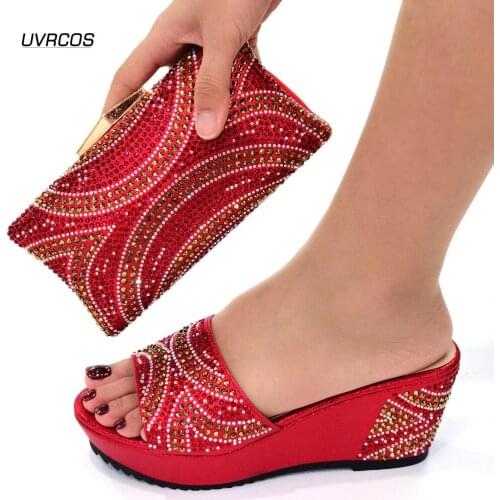 Talian design Shoes and Bag To Match Shoes with Bag Set Red Color Shoe and Bag Set for Party In Women Nigerian Shoe and Bag