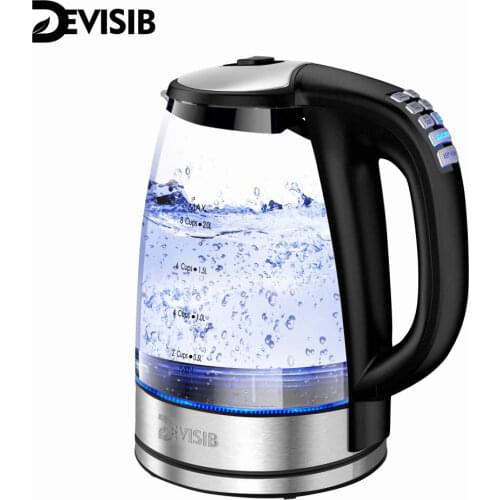 DEVISIB Variable Temperature Electric Kettle 2.0L Glass for Tea Coffee Keep Warm Function Boil-Dry Protection Kitchen Appliances