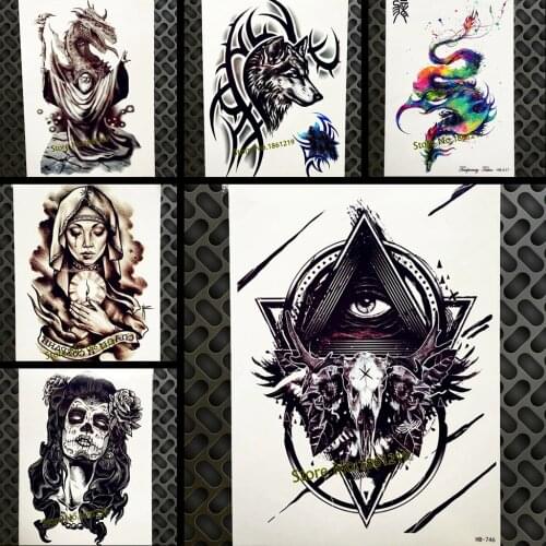 Geometry Triangle Totem Temporary Tattoo Stickers Men Women Body Art Arm Fake Flash Tattoo God Eye Waterproof black Tatoo