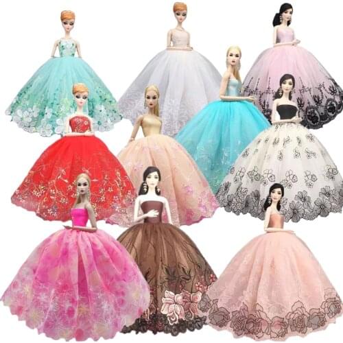Classic Floral Lace Princess Doll Outfits for Barbie Dress Wedding Gown 1/6 BJD Clothes Vestidos 11.5" Dolls Accessories Kid Toy
