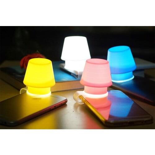 Creative Gift Silicone Mobile Phone Bracket Night Light Lampshade Multi-function Bookmark Bedroom Bedside LED Small Table Lamp