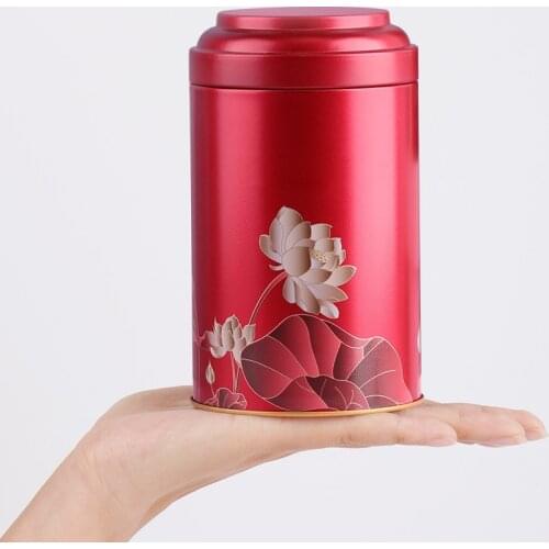 100-125g Capacity Tea Sealed Tank Medium Size Round Tinplate Tea Storage Box