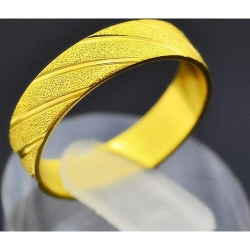 Brass 24K Gold Ring Couples Frosted Twill Carving Mens Womens Lover Couple Rings Fashion Daily Wear Jewelry Unisex