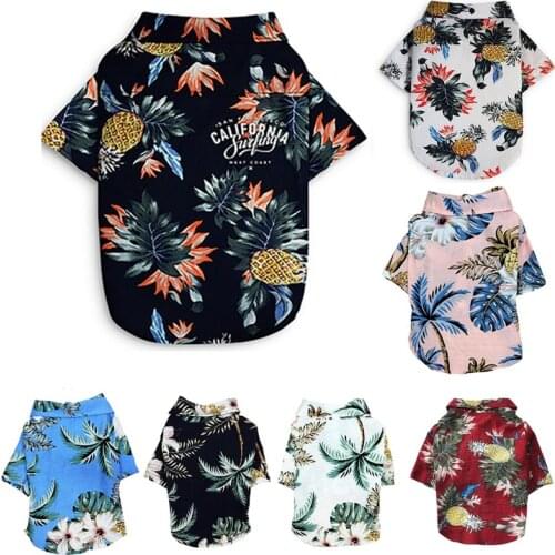 Summer Pet Printed Clothes for Dogs Floral Beach Shirt Jackets Dog Coat Puppy Costume Cat Spring Clothing Pets Outfits Polyester