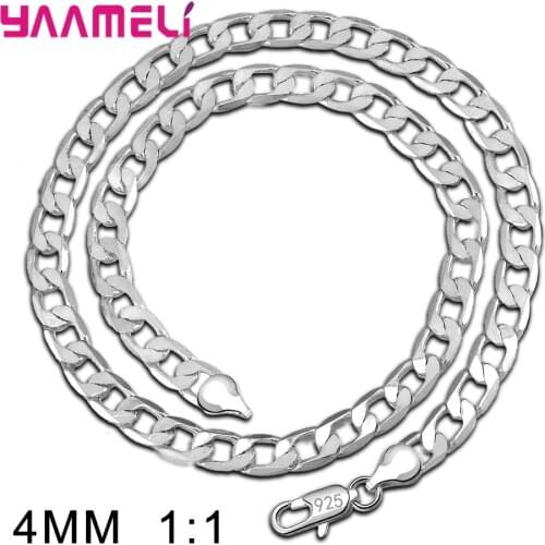Top Selling 16"-24" 925 Silver Mens Fashion Necklace Thick Silver Chain Quality Trendy Jewelry Components Wholesale 4/6/8mm