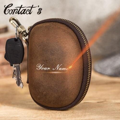 Contacts Small Men Wallets Crazy Horse Leather Coin Purse Mini Zipper Purses Key Bag Casual Mini Male Wallet for Earphone Case