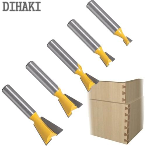 5pcs/set 8mm Shank Dovetail Joint Router Bits Set 14 Degree Woodworking Engraving Bit Milling Cutter for Wood