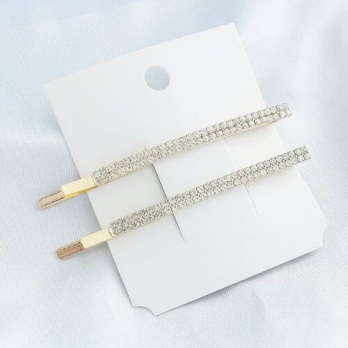 2020 new rhinestone hairpin one-word clip web celebrity simple side hair side clip headpiece temperament side clip female