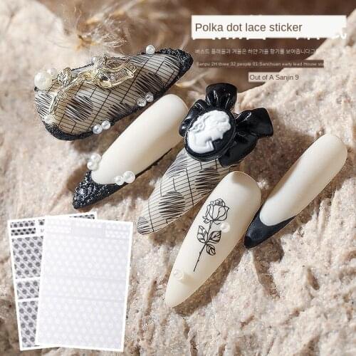 A New Nail Stickers Dot Lace Sexy Nail Stickers 3D Stereo Black and White