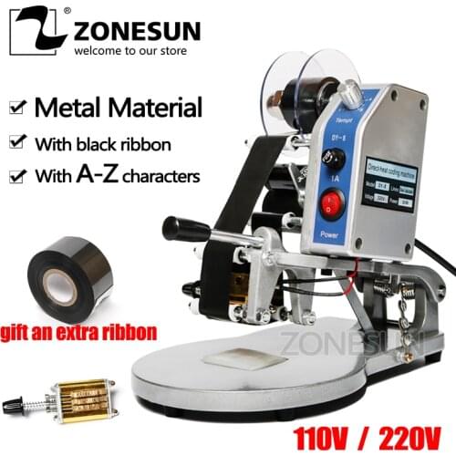 ZONESUN Date Coding Printing Machine Manual Expiry Date Code Printer Hot Foll Stamp Coder