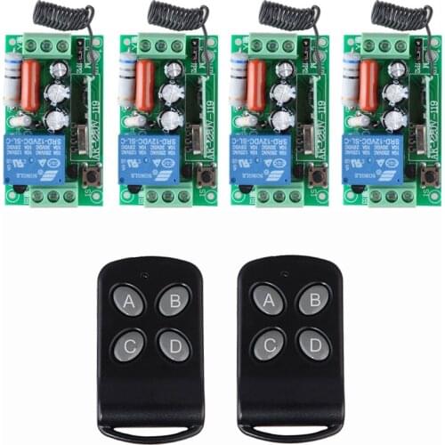 AC 220V 1CH Wireless Remote Control Switch System 4 Receiver 2Transmitter Wireless Light Switch Controller 315Mhz 433Mhz