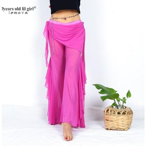 Transparent Thin Tribal Belly Dance Flare Pants With Mini Skirt Fusion Clothes