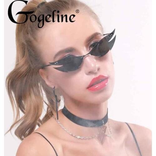Rimless cat eye sunglasses women men brand retro design Elegant Ladies Fashion Metal Punk Sunglasses Female Vintage Eyewear