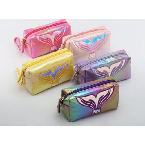 Mermaid Laser Makeup Bag Cosmetic Pouches Creative Storage Pouch Handle Travel Wash Bags Handbag Wallet