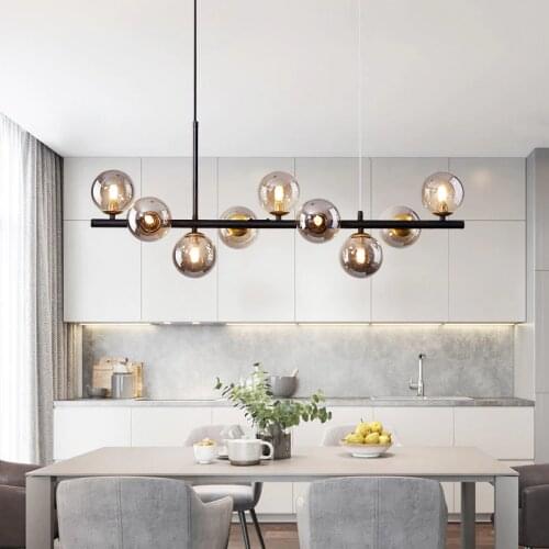 Nordic Led Chandelier for the Kitchen Living Room Hall Dining Modern Glass Ball Hanging Pendant Lamp Indoor Lighting Design
