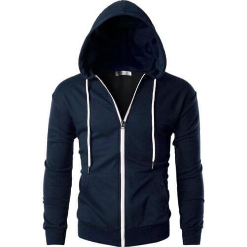 Hot Mens Hoodies Four Solid Color Plus Size Top Adult Autumn Sweatshirts Zipper Tight Slim Hoodies Sportswear Casual Clothing