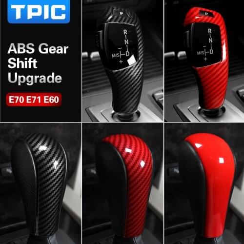 TPIC Carbon Fiber Car Gear Shift Knob Cover Stickers ABS For BMW E60 E70 E71 X5 X6 Interior Strip Trim Accessories