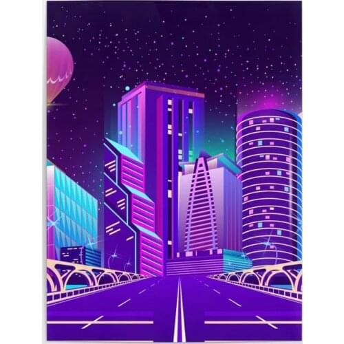 Home Decoration Hd Print Pictures Synthwave Neon Wall Artwork Modular City Scenery Poster Canvas Painting For Living Room Frame