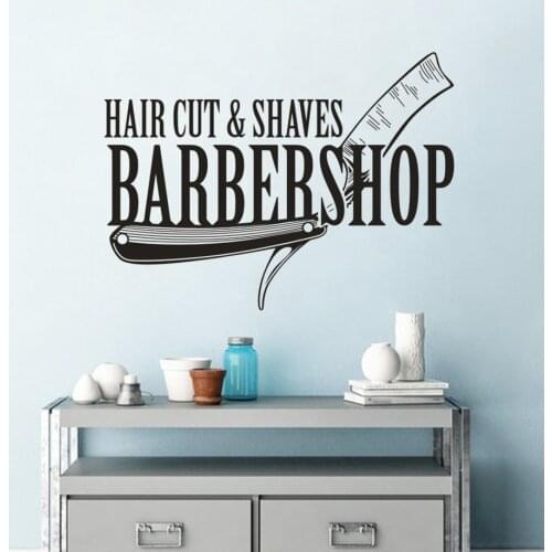 Hair Cut Shaves Vinyl Wall Sticker Hair Salon Decoration Barbershop Wall Window Vinyl Decal Barbers Wall Art Poster AZ092