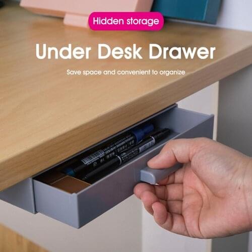 Under Desk Storage Drawer Self-Adhesive Hidden Storage Desk Storage Pens Box Learning Office Gifts Supplies