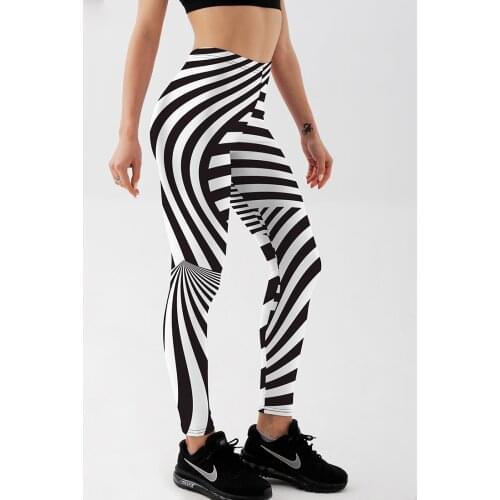 Qickitout Fit Casual Fashion Women Leggings Zebra Black&White Stripes Printed Legging Mid Waist Ankle Length Drop Shipping