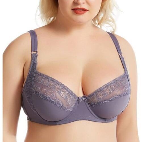 2021 Plus Size Bra Adjustable Full Cup Thin Lace Bralette for Woman Brassiere Bras Underwear Girls A B C DD E Cup