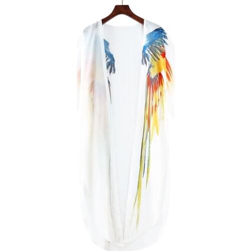 2021 Bohemian V Neck Peacock Flower Print Long Kimono Shirt Ethnic New Lacing Up Sashes Long Cardigan Loose Blouse Tops Femme