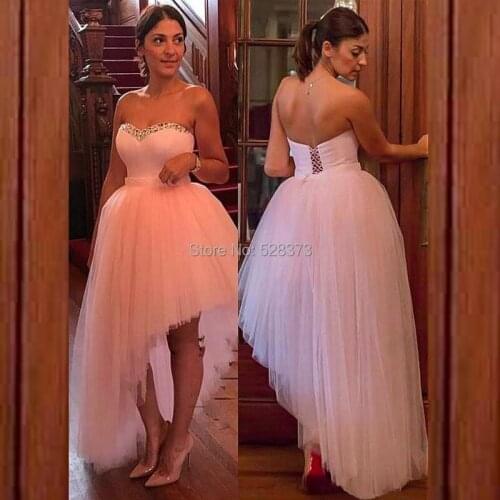 YNQNFS PD8 Vestido de Festa Longo Puffy Tutu Pink Prom Dresses Short High Low Bridesmaid Dress 2019