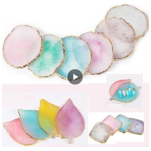 1Pcs Resin Stone Color Palette False Nail Tips Drawing Nail Color Palette for Nails Color Mixing Display Manicure Polish Gel Too