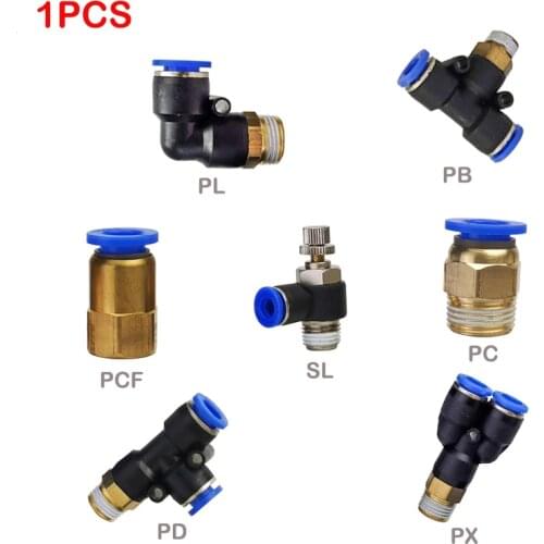 1Pcs PC/PCF/PB/PL/PX/PD/SL Series Pipe Gas Connector Thrust 4 To 12 Mm Plastic Hose Quick Pressure Regulator Pneumatic Fitting