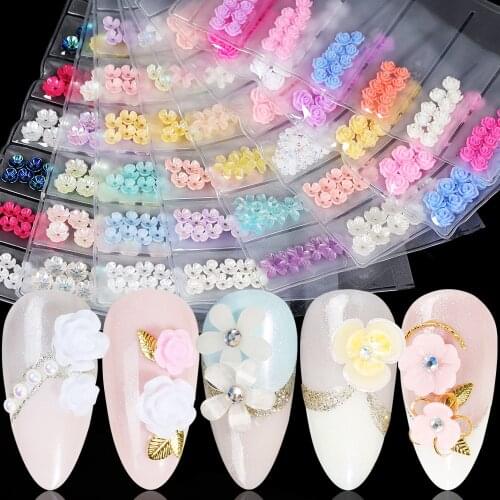 1 PACK New 3D Nail Art Decoration Rose Various Petal Resin Glazed Flowers DIY Charm for Manicure Rhinestones Nail Styling Tools