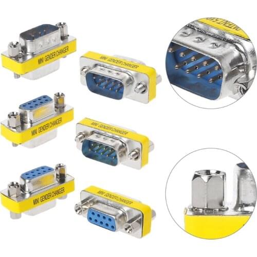 2Pcs DB9 MINI Gender Changer Adapter 9Pin RS232 Com D-Sub VGA Plug Connect