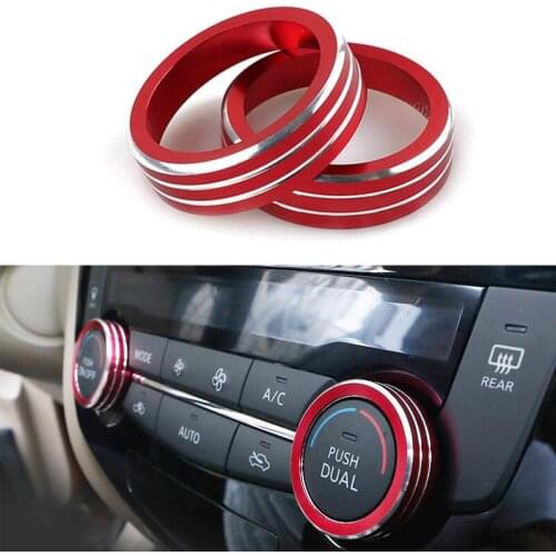 2pcs Auto Car AC-Climate Control Ring Knob Trim Cover For Nissan Rogue X-Trail 2018-2021 Waterproof Car Styling Accessories