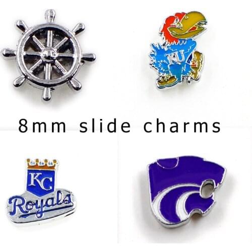 20pcs/lot Internal Dia 8mm slide Charm Helm Rhinestone DIY Accessories fit 8mm wide belt pet collar