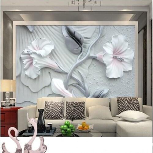 Beibehang Custom 3D stereo brickwall anti lily wallpaper mural for living room dining room TV backdrop 3D wallpaper murals