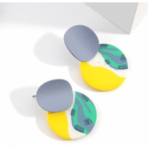 AENSOA 2020 Unique Polymer Clay Earrings For Women Fashion Multicolor Round Pendant Earrings Party Jewelry Gift New