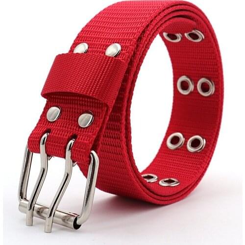 Unisex PIN Buckle Double Holes Younger 3.2cm Nylon Belts Breathable Women Outdoor Leisure Sport Jeans Accessories Summer Cinto