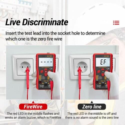 M118A Digital Mini Multimeter Smart Tester Auto Mmultimetro True Rms Tranistor Meter with NCV Data Hold 6000counts