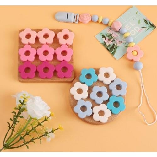 Kovict 50/100/200Pc Flower Silicone Beads DIY Pacifier Clip Accessories For Children Baby Teether Chewable Nursing Toys