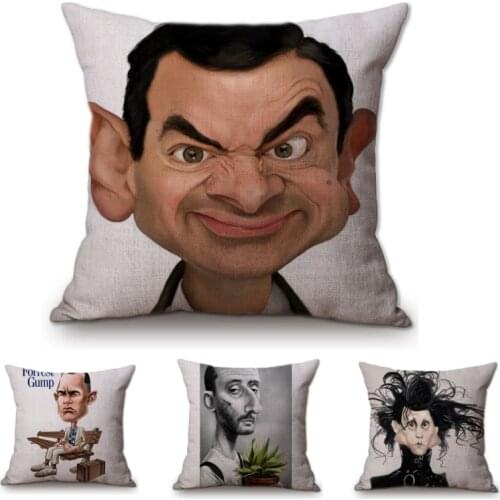 Hollywood Movie Poster Home Decorative Pillows Covers Film Comic Mr Bean X-men Jean Reno Leon Rocky Cartoon Cushion Cover Case