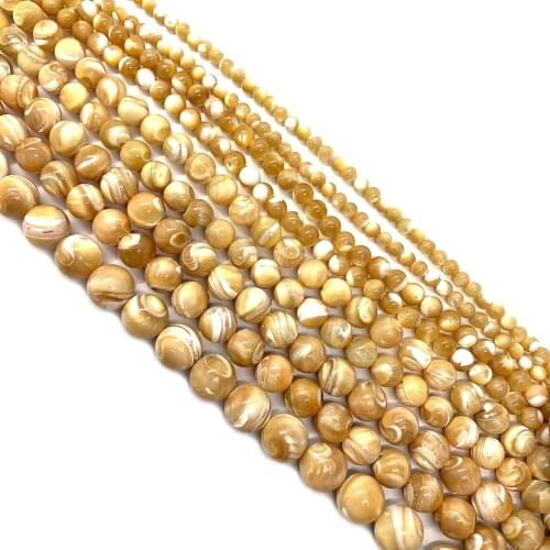 Natural Sea Shell Round Beads Mother-of-pearl Horseshoe Snail Beaded for Making DIY Necklace, Bracelet, Earring Accessories