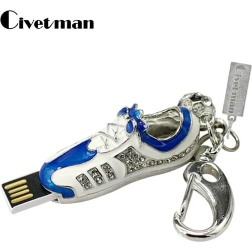 Crystal USB Flash Drive Metal Soccer Sneakers Shoes Pendrive 4GB 8GB 16GB 32GB 64GB 128GB 256GB Pen Drive USB 2.0 Flash Memory
