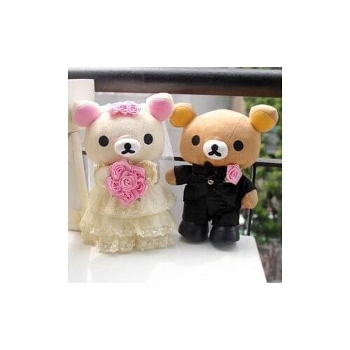 Cute wedding dress happy bear doll car doll bed doll happy wedding gift about 30cm 0524