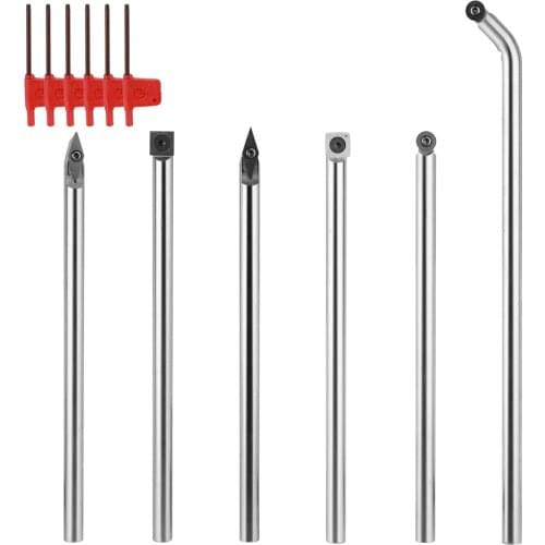 Meterk Multifunctional Solid Carbide Insert Lathe Cutter Round Shank Woodworking Tool Alloy Handle Turning Tools