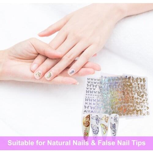 Nail Sticker Set Mixed Butterfly Patterns Nail Decor Nail Stickers for Nail Art Decoration DIY Decals Manicure Kit